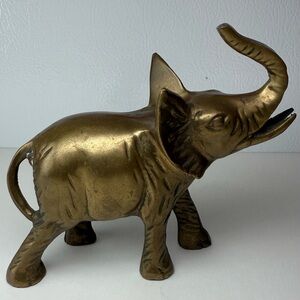 Brass Elephant Figurine - Small 4”x5”